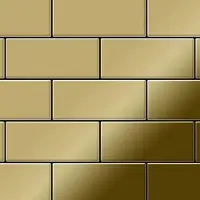 ALLOY Mosaik Fliese Massiv Metall Titan Hochglänzend Gold 1,6mm Stark Subway-ti-gm 1 Paket mit 50 Matten 0,58 m2 Gold