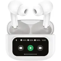 Muvit For Change Kabellose Bluetooth-Kopfhörer M2404 mit Geräuschunterdrückung (ANC+ENC), Display und weißem Ladeetui