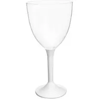 Monouso - Mehrweg Weinglas aus PS Fuß Weiß 300ml 2T (20 Stück)