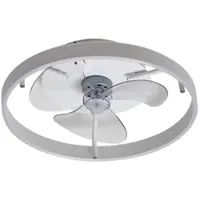 LINDBY Momitu LED-Deckenventilator, weiß, Aluminium, Ø 50 cm - , Momitu, dimmbar, Weiß, für Wohnzimmer, Aluminium, Modern