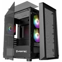 Nfortec NF-CS-DYS-B, Tower, PC, Schwarz, ITX, micro ATX, SPCC, Stahl, Gehärtetes Glas, Gaming