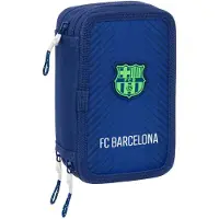 Shopalstore Dreifaches Federmäppchen F.C. Barcelona Marineblau 12,5 x 19,5 x 5,5 cm 37 Stücke