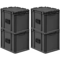 Proregal SuperSparSet 4x Eurobox NextGen Portable, HxBxT 33,5x30x40cm, 30 Liter, Schwarz, Eurobehälter, Transportbox, Transportbehälter