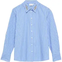 Comma Bluse Crisp Baumwoll-Popeline-Bluse mit appliziertem Stickereidetail am Kragen