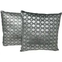 Jet-Line Indoor Dekokissen 2er Set Raute Blau/Silber 40 x 40 cm