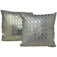 Jet-Line Indoor Dekokissen 2er Set Raute Gold/Grau 40 x 40 cm