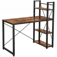 Rebiko Industrieller Schreibtisch aus Metall mit Regalböden Loft-Regal Rustikal Vintage