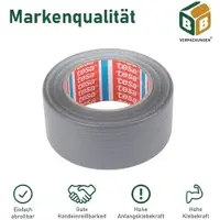 TESA 6 x Panzertape (5 cm x 50 m) grau Gaffa Tape Gewebeband Duct Tape Panzerband