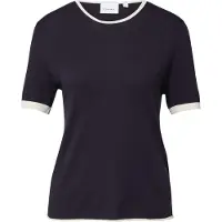Comma Strickpullover Basic Feinstrick-Shirt mit Kontrastabschlüssen