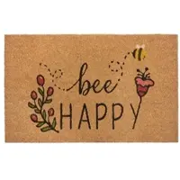 NYVI Fußmatte Kokos - 45x75 cm Rechteckig - Bee Happy