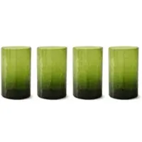 HK Living - Tube Trinkglas, H 12 cm / 400 ml, olive (4er-set)