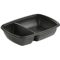 Monouso - Wiederverwendbare Plastikbehälter aus PP Schwarz 2F 900ml 23x16,5x5cm (75 Stück)