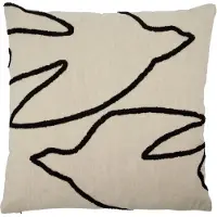 House Doctor HDFly Kissenbezug, creme/schwarz, 50 x 50 cm - , Beige, Stoff / Textil