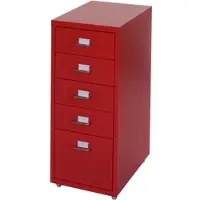 Proregal Rollcontainer Housten 69x28x41cm 5 Schubladen Rot