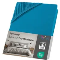 NYVI Jersey Spannbettlaken DreamScience für Matratzen bis 22 cm Höhe - Weich & Anschmiegsam, Rundumgummizug, Bügelfrei 90x200 - 100x200 cm petrol
