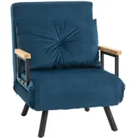 MODFU Schlafsessel mit Bettfunktion 81x63x73 cm Blau aus Polyester mit verstellbarer Rückenlehne bis 180 Grad, Kissen, Stahlrahmen, platzsparend