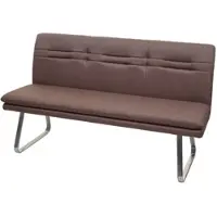 BERLINLODGE Sitzbank | HxBxT 90x160x59cm | Sitzhöhe 49cm | Rückenlehne Stoff/Textil Edelstahl gebürstet | Braun 160cm | Esszimmerbank Bank Polsterbank