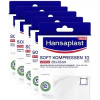 Hansaplast Soft Kompressen 7,5x7,5 cm steril 5x 5x5x2 St Pflaster