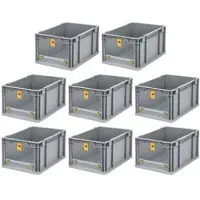 Proregal 8x Eurobox NextGen Insight Cover | HxBxT 22x30x40 | 20 Liter | Hoch/Gelb | Eurobehälter, Transportbox, Transportbehälter