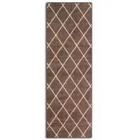 Karat Teppichläufer Cosenza nach Maß mit Modernem Rautenmuster Braun 80 x 450 cm