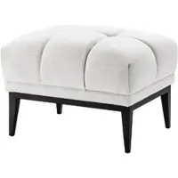 Casa Padrino Luxus Fußhocker Weiß / Schwarz 65 x 53 x H. 44 cm - Rechteckiger Hocker mit Edelstahl Beinen - Wohnzimmer Möbel