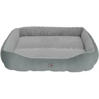 Benno Hundebett Sammy quadratisch 80x65x17 cm, Polyester mit Polypropylen-Füllung, maschinenwaschbar, Rutschfester Boden, inkl. Kauknochen - gemütlicher Schlafplatz für Hunde, grau