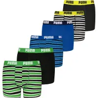 Puma Jungen Boxer Shorts, 6er Pack - Everyday Striped Boxers ECOM 6P, Cotton Stretch, Streifen