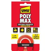 UHU Poly Max SOFORTPOWER Tape transparent 1 5m