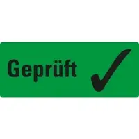 König Werbeanlagen Dreifke Aufkleber I Organisationsetikett Geprüft, Pikto, grün, Haftpapier, ablösbar, 50x20mm, 500/Rolle