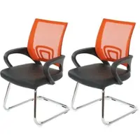 Proregal 2er-Set Konferenzstuhl mit Lehne, stylisch | HxBxT 92x57x59 cm | Sitzhöhe 44cm | Kunstleder MVG-zertifiziert | Orange | Besucherstuhl