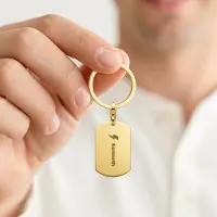 Yoursurprise Schlüsselanhänger mit Gravur- Hundemarke - Gold