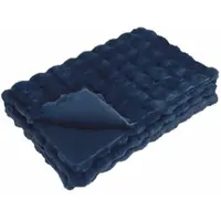 vidaXL Rutschfeste Decke aus Kunstkaninchenfell Olite Marineblau