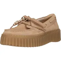 Clarks für Damen. 26186301 Torhill Boot Leder Slipper beige (37), 1 bis 3 cm, Schnürsenkel, Lässig