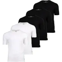 Real Madrid Herren T-Shirts, 5er Pack - U-Neck Undershirts, Baumwolle, Rundhals, Logo, einfarbig