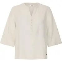 Oxmo Klassische Bluse "Bluse OXAnea", Damen, Gr. 34, grau (cement), Obermaterial: 55% Leinen LI. 45% Viskose CV., Blusen Klassische Bluse