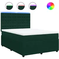 vidaXL Boxspringbett mit Matratze Dunkelgrün 140x200 cm Samt
