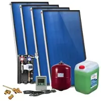 SUNEX Solarpaket für Brauchwasser mit 4x AMX 2.51 Flachkollektoren, 10,04m2, Flachdachmontage, ohne Speicher