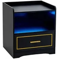 Costway Nachttisch mit Led Licht Schwarz