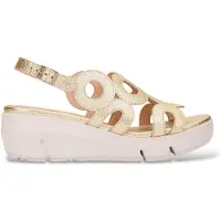 Wonders für Damen. D-8282_5432_7285 Goldene Onda-Ledersandalen (40), 3 bis 5 cm, Schnalle, Lässig