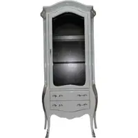 Casa Padrino Barock Vitrine in Weiss/Schwarz, 73 x 36 x 176 cm - Wohnzimmerschrank mit silbernen Griffen