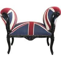 Casa Padrino Barock Schemel Hocker Union Jack / Schwarz - Sitzbank