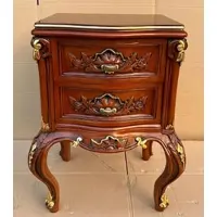 Casa Padrino Luxus Barock Kommode Braun / Gold - Prunkvoller Barock Nachttisch mit 2 Schubladen - Luxus Schlafzimmer Möbel im Barockstil - Barock Möbel - Barock Einrichtung