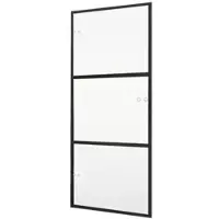 Inova Glastür Klarglas 834x1972mm 3 Felder schwarz Komplettset mit Glastürbeschlag