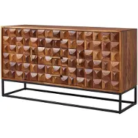 Wohnling Sideboard 145x81x45 cm Sheesham Massivholz / Metall Anrichte Kommode mit zwei Türen Kommodenschrank Holz Industrial Standschrank Wohnzimmer