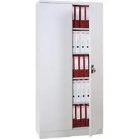 Proregal Flügeltürenschrank Badger | 4 Fachböden | Eurolock Griff Sockel | HxBxT 195x92x42 cm | Grau | Lackiert