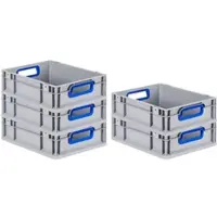 Proregal Spar Set 5x Eurobox Nextgen Color HxBxT 12 x 30 x 40 cm 11 Liter Griffe Blau Offen Glatter Boden Eurobehälter Transportbox