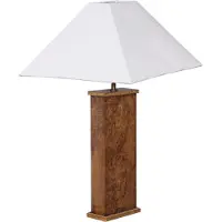 Casa Padrino Luxus Tischleuchte Braun / Weiß 45 x 39 x H. 72 cm - Massivholz Schreibtischleuchte mit Lampenschirm - Luxus Tischleuchten - Luxus Schreibtischleuchten - Luxus Interior