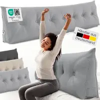 ELONEO Rückenkissen – Keilkissen fürs Bett & Sofa, abnehmbarer Bezug, praktisches Seitenfach Handy 1 St Kissen