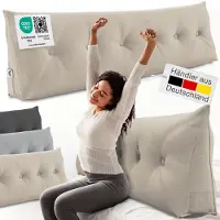 ELONEO Rückenkissen – Keilkissen fürs Bett & Sofa, abnehmbarer Bezug, praktisches Seitenfach 1 St Kissen