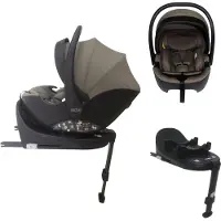 Novi Jacky Pro 360 V2 I-Size Autositz – ab Geburt bis 87 cm – 360° drehbar – ISOFIX Base – 3-Punkt-Gurt – Sonnenkapuze – Basic Taupe